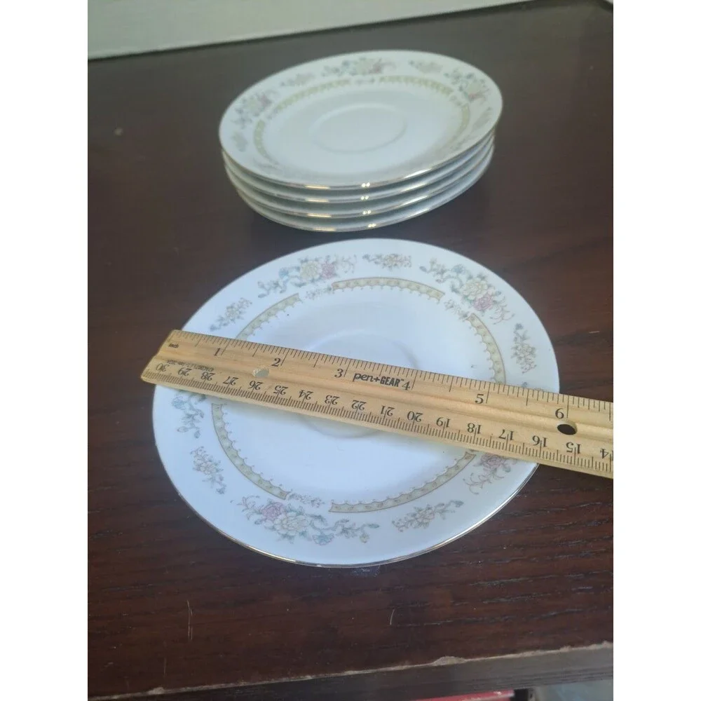Swt Of 5 1980s Baum Bros. Ming Floral China Saucers 1599